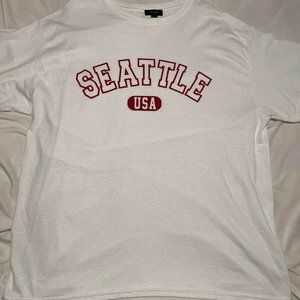New Look Oversized Red Seattle t-shirt in white - Large